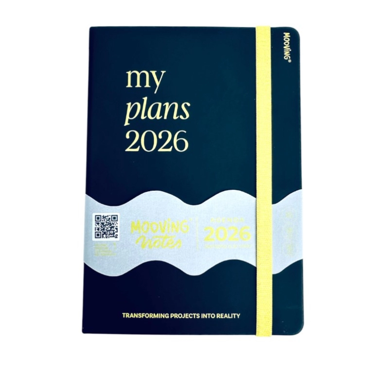 Agenda Mooving 2026 Notes Verde Encuadernada Semana a la Vista 15x21 Art.1446100